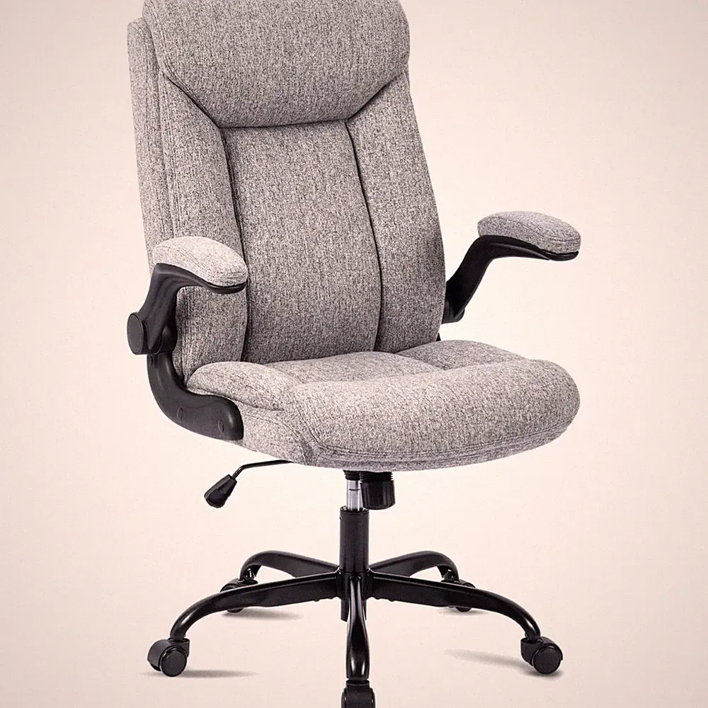 Bürostuhl Gaming Drehstuhl Ergonomisch Stoff Grau Hoher Rücken armlehne