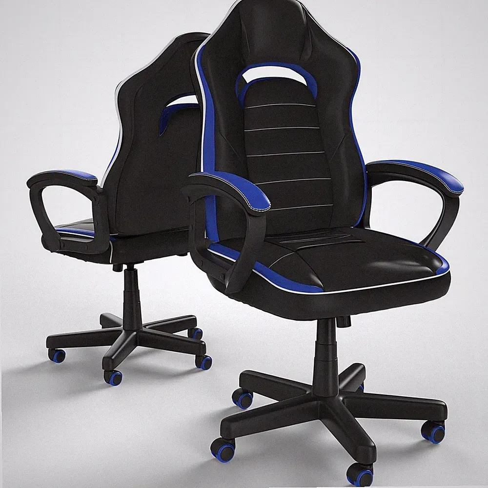 Bürostuhl Gaming Stuhl Ergonomisch PC Stuhl Drehstuhl Pflegeleicht Schwarz Blau