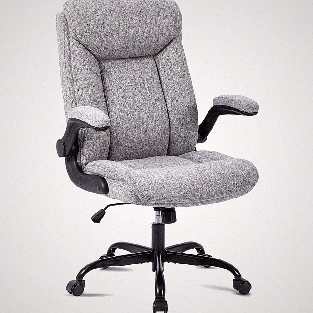 Bürostuhl grau mit atmungsaktivem Stoff, verstellbar, Drehbar, Ergonomisch