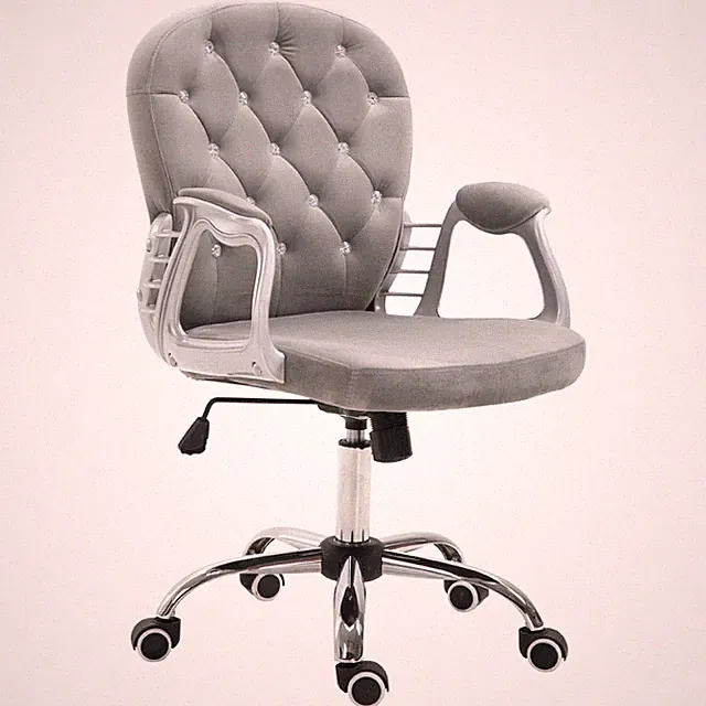 Bürostuhl grau Velours Rauten getuftet gepolstert ergonomisch 95-105cm Drehrollen