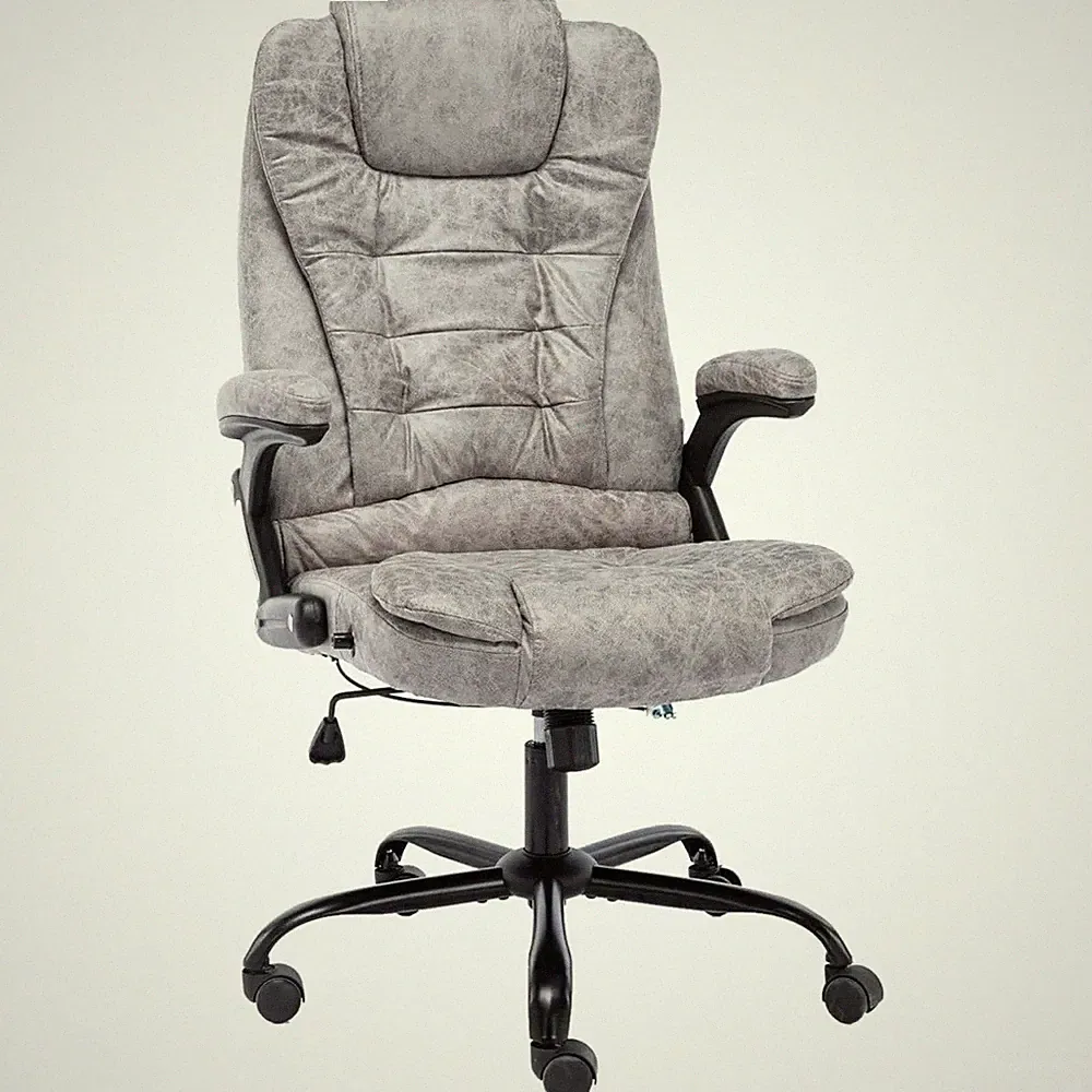 Bürostuhl hellgrau Wildlederimitat - ergonomischer Schreibtischstuhl