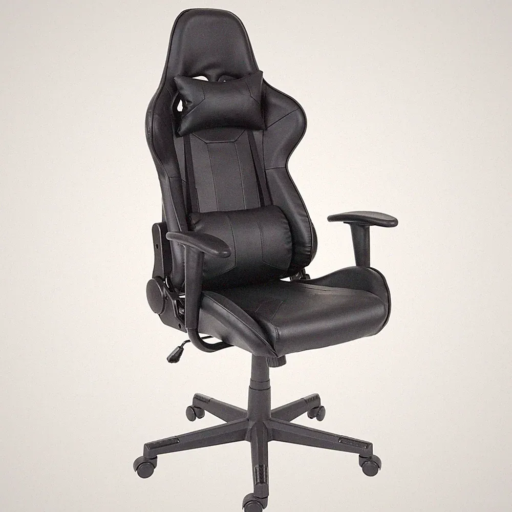 Bürostuhl HWC-F84, Gamingstuhl Schreibtischstuhl Drehstuhl, Kunstleder schwarz