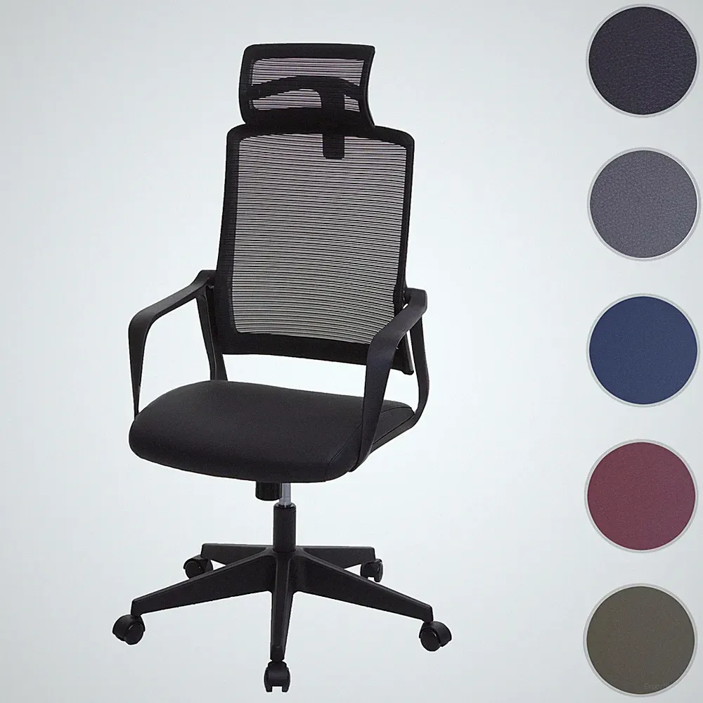 Bürostuhl HWC-J52, Drehstuhl Schreibtischstuhl ergonomisch Kopfstütze Kunstleder
