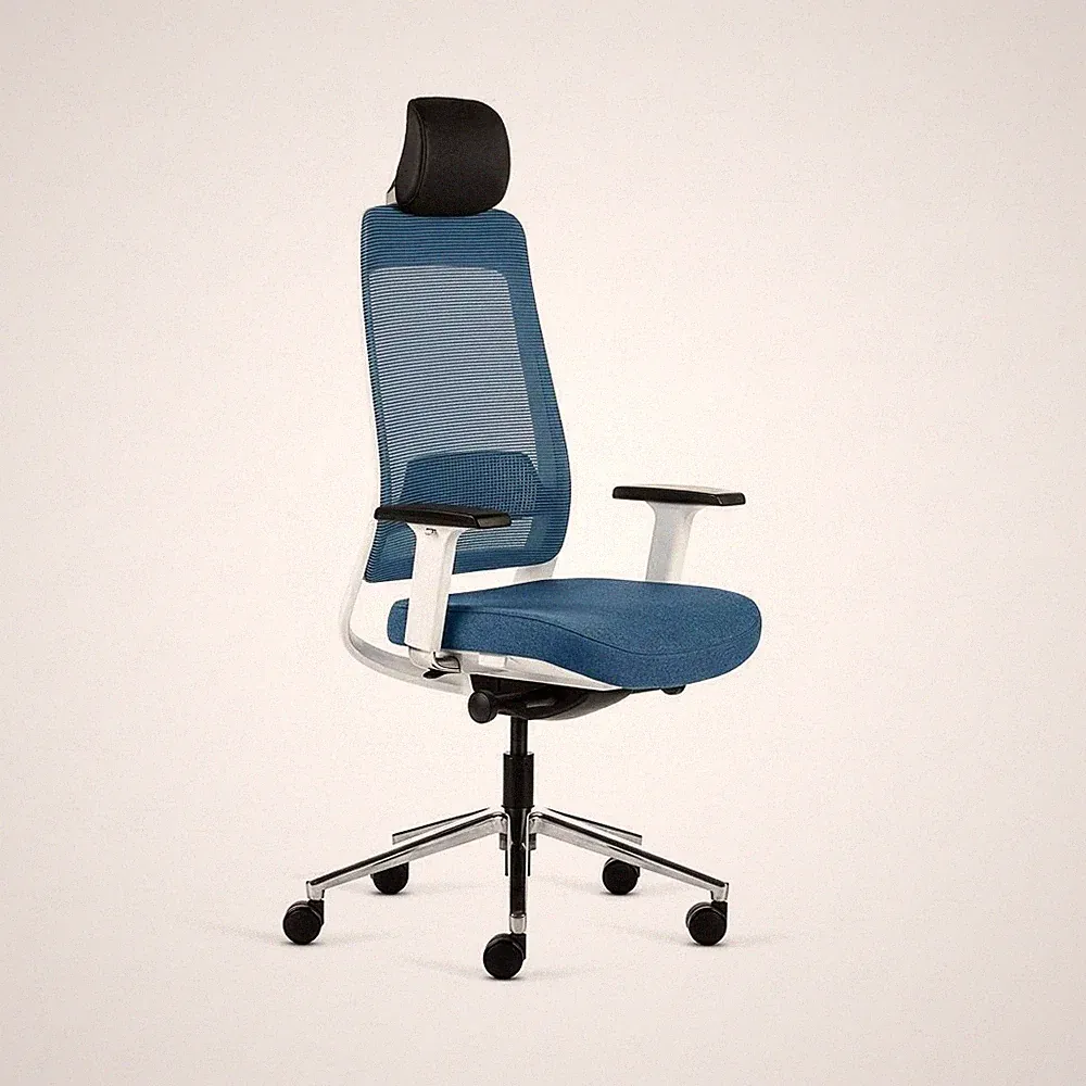 Bürostuhl Inwerk Teamo® Original Plus Weiß/Blau Nackenstütze