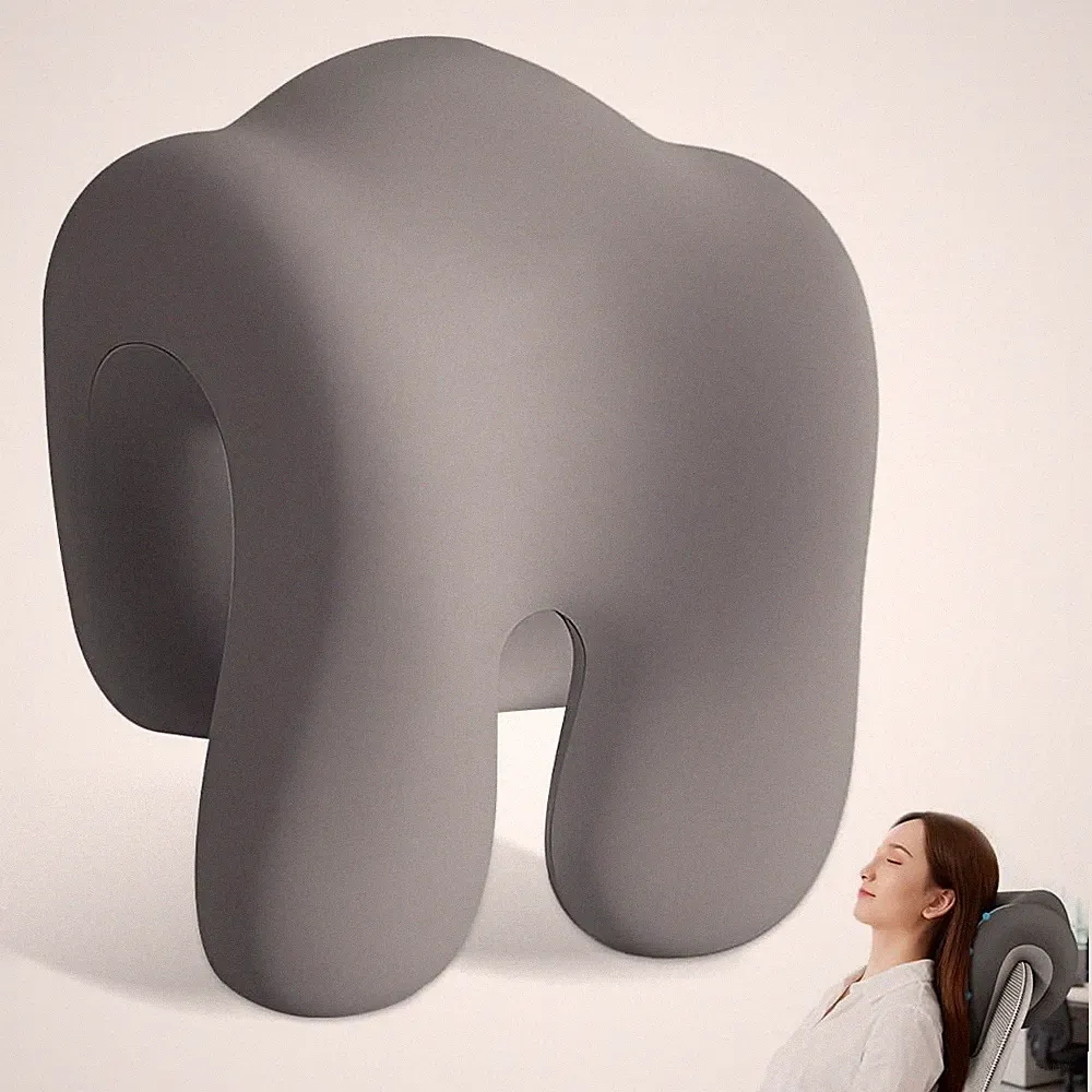Bürostuhl Kopfstütze Ergonomisch Memory-Schaum Nackenstütze Grau Erwachsene 30cm