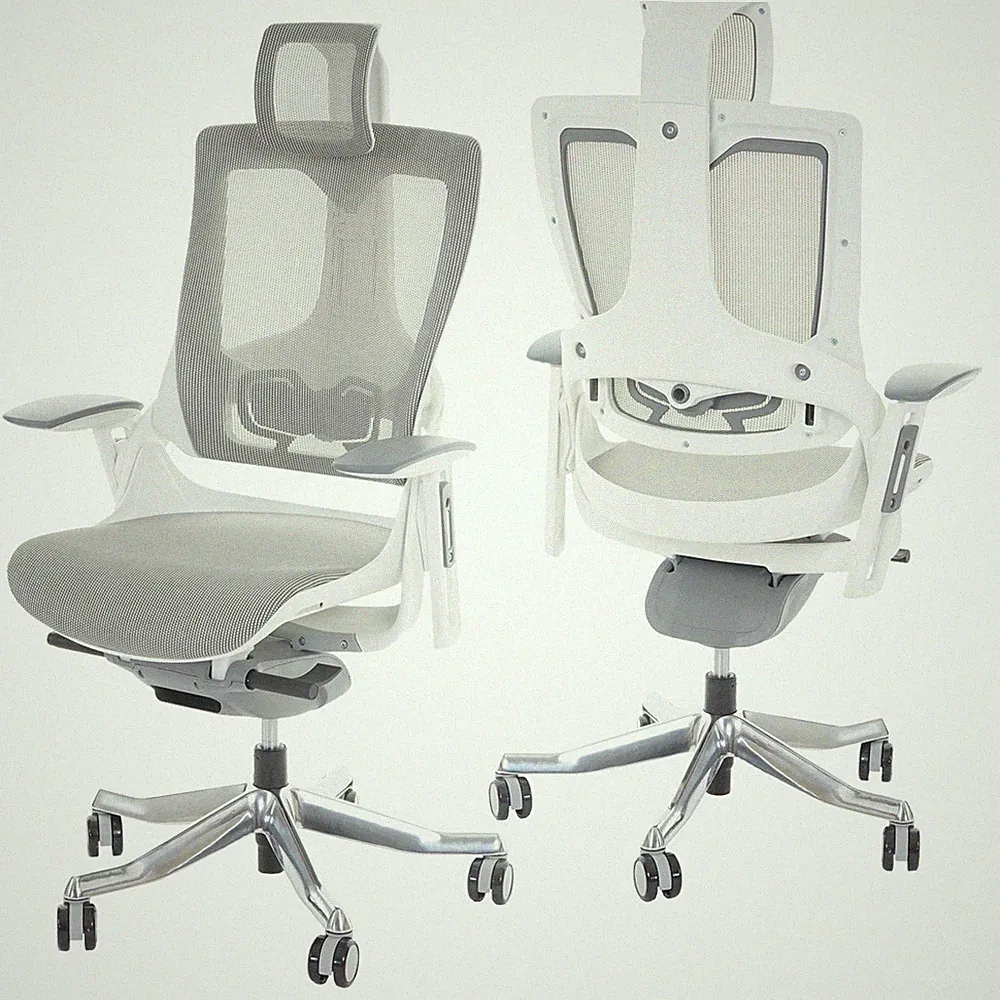 Bürostuhl MERRYFAIR Adelaide, Polster/Netz, ergonomisch, weiß-grau, Drehstuhl