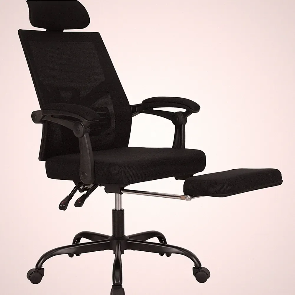 Bürostuhl Mesh Ergonomisch Schreibtischstuhl mit Fußstütze, Höhenverstellbar