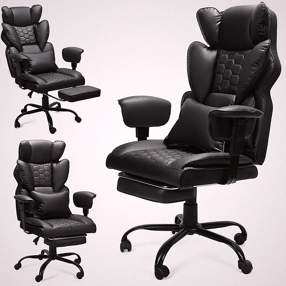 Bürostuhl mit Fußstütze Ergonomischer Chefsessel Schreibtischstuhl Computerstuhl