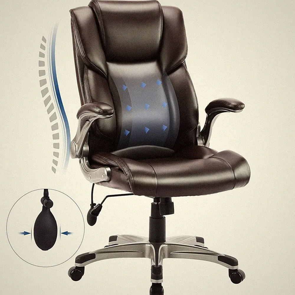 Bürostuhl mit Hoher Rückenlehne, Ergonomischer ComputerSchreibtischstuhl, Led...