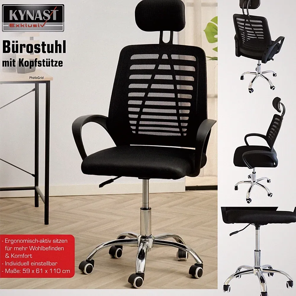 Bürostuhl mit Kopfstütze ergonomisch Chefsessel Drehstuhl Schreibtischstuhl