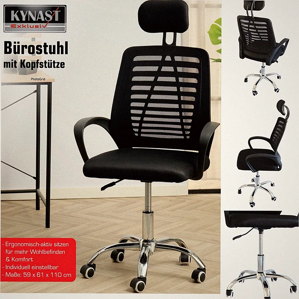 Bürostuhl mit Kopfstütze ergonomisch Chefsessel Drehstuhl Schreibtischstuhl