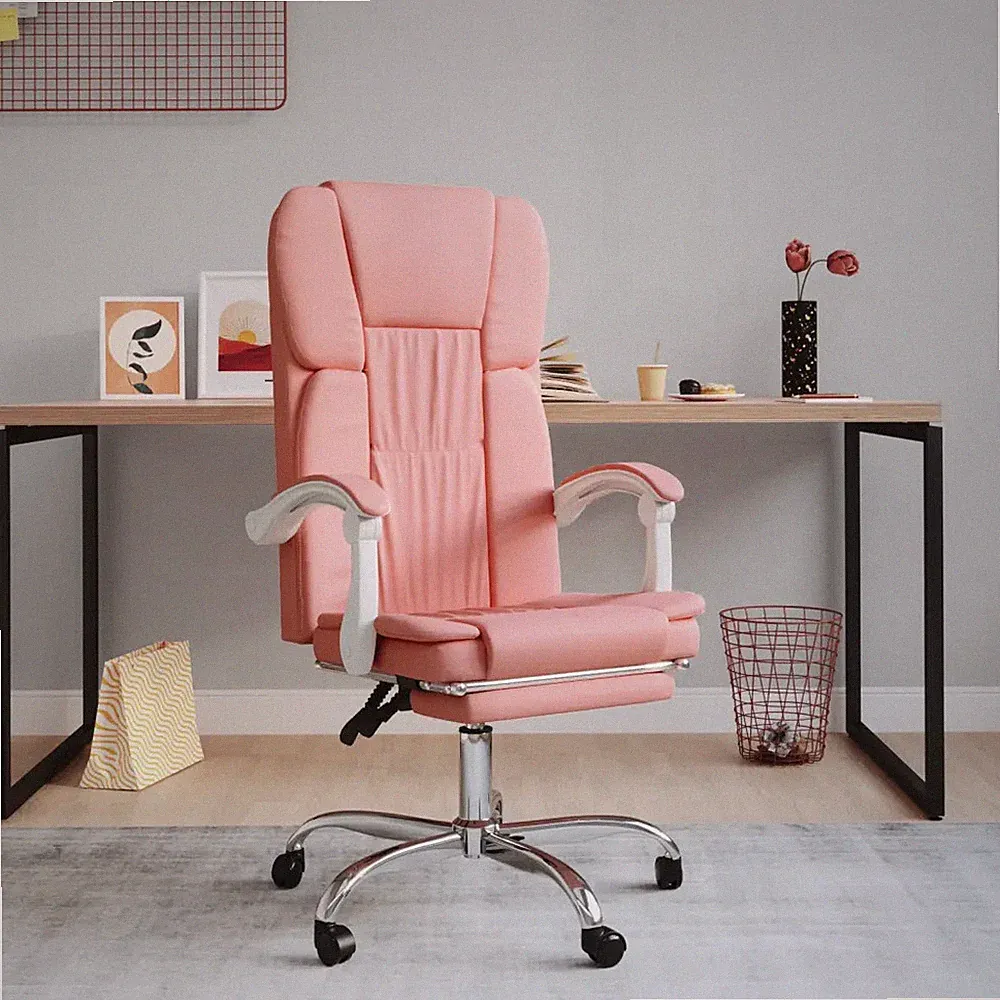 Bürostuhl mit Liegefunktion Kunstleder rosa höhenverstellbar ergonomisch