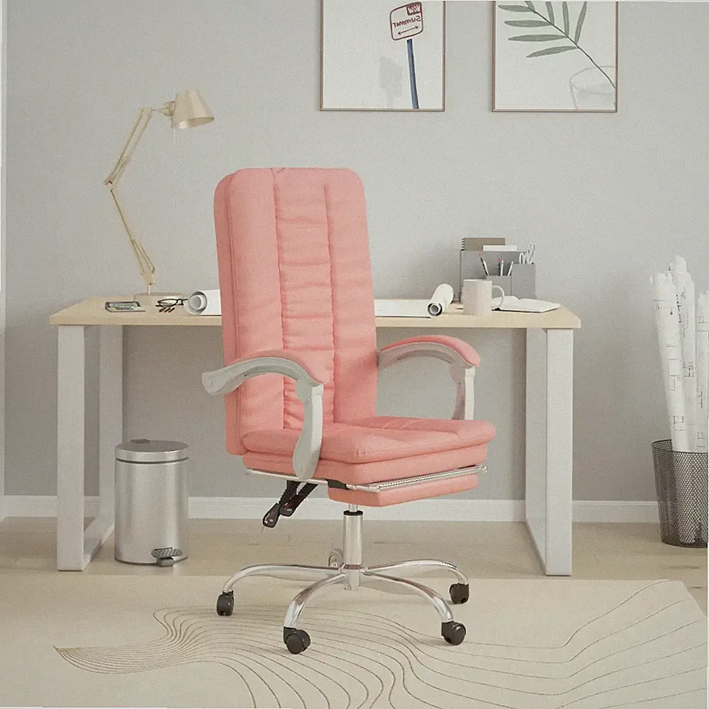 Bürostuhl mit Liegefunktion rosa Kunstleder ergonomisch drehbar