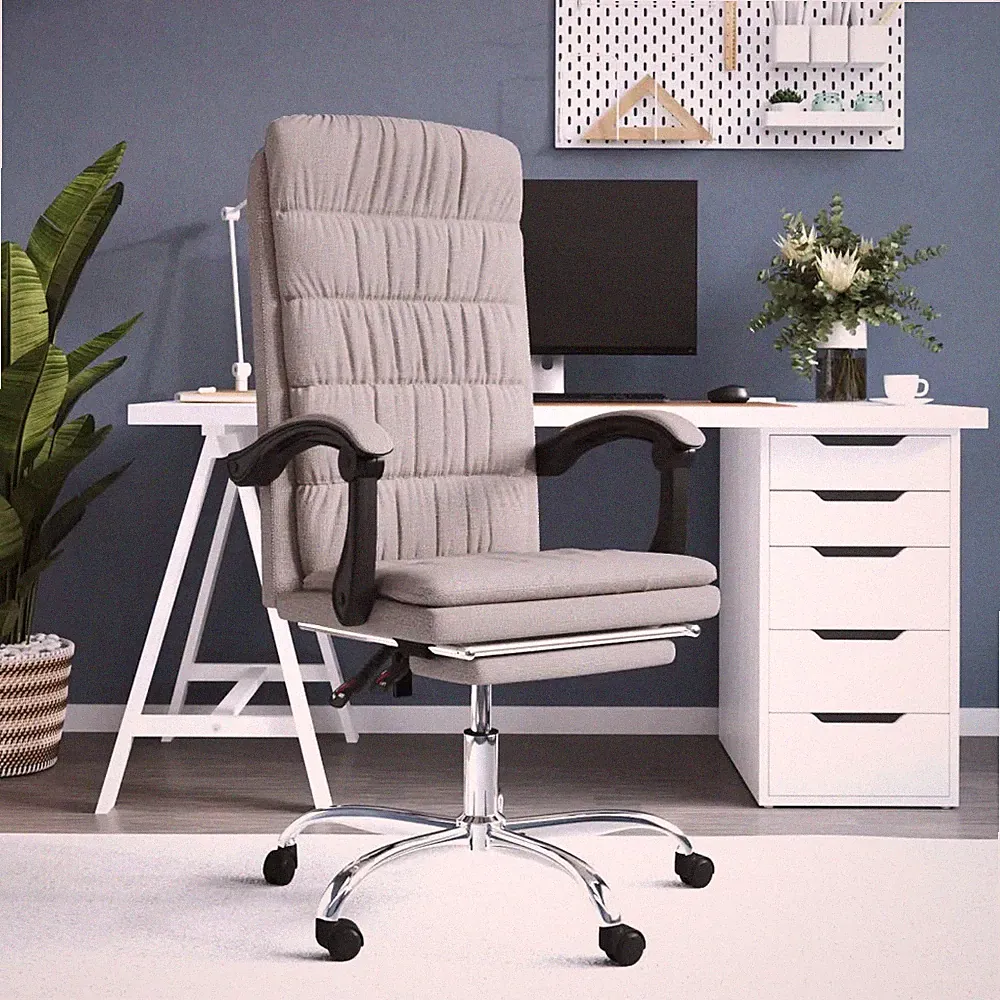 Bürostuhl mit Liegefunktion taupe Stoff ergonomisch gepolstert Homeoffice