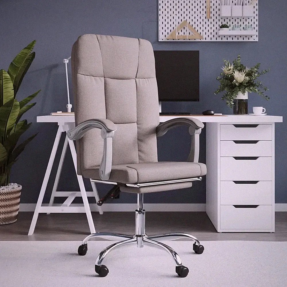 Bürostuhl mit Liegefunktion Taupe Stoff ergonomisch höhenverstellbar drehbar