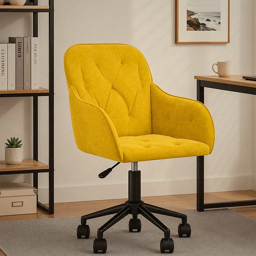 Bürostuhl Samt Gelb Drehstuhl Schreibtischstuhl Ergonomisch Office Modern