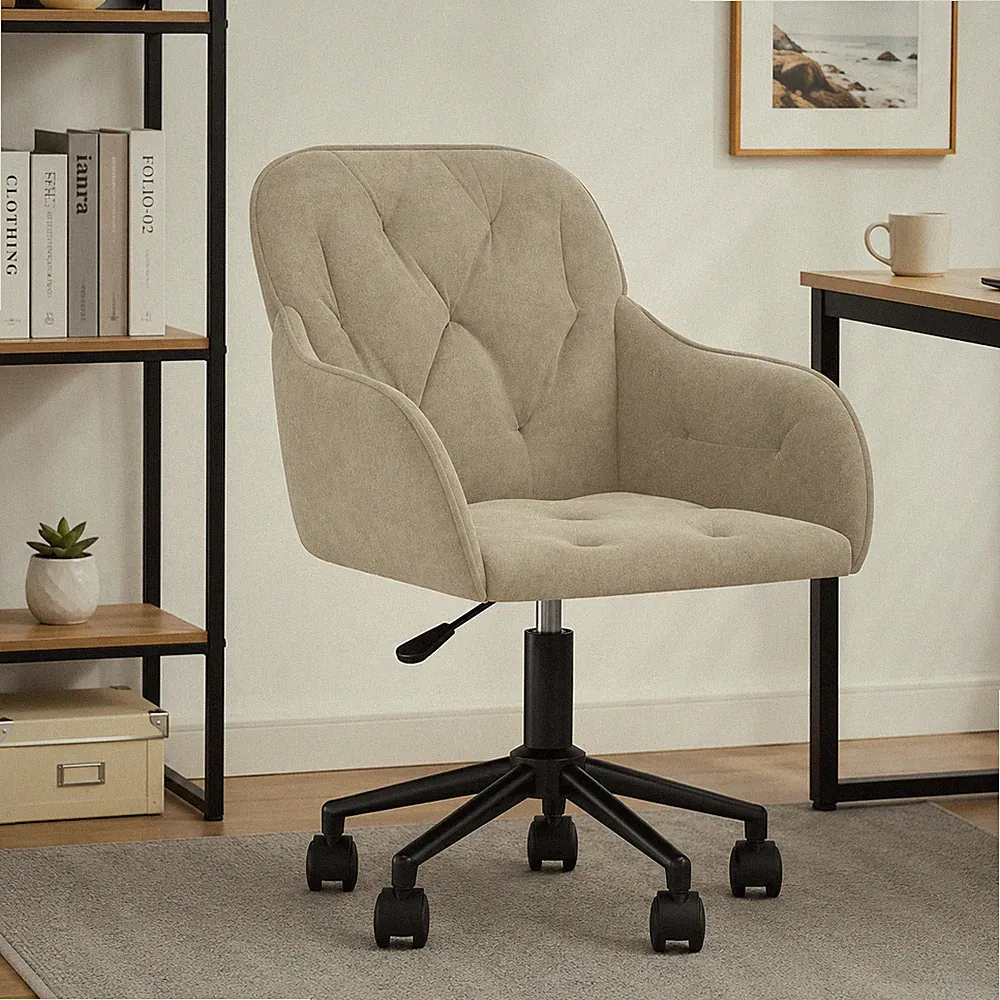 Bürostuhl Samt Hellgrau Drehstuhl Schreibtischstuhl Ergonomisch Office Modern