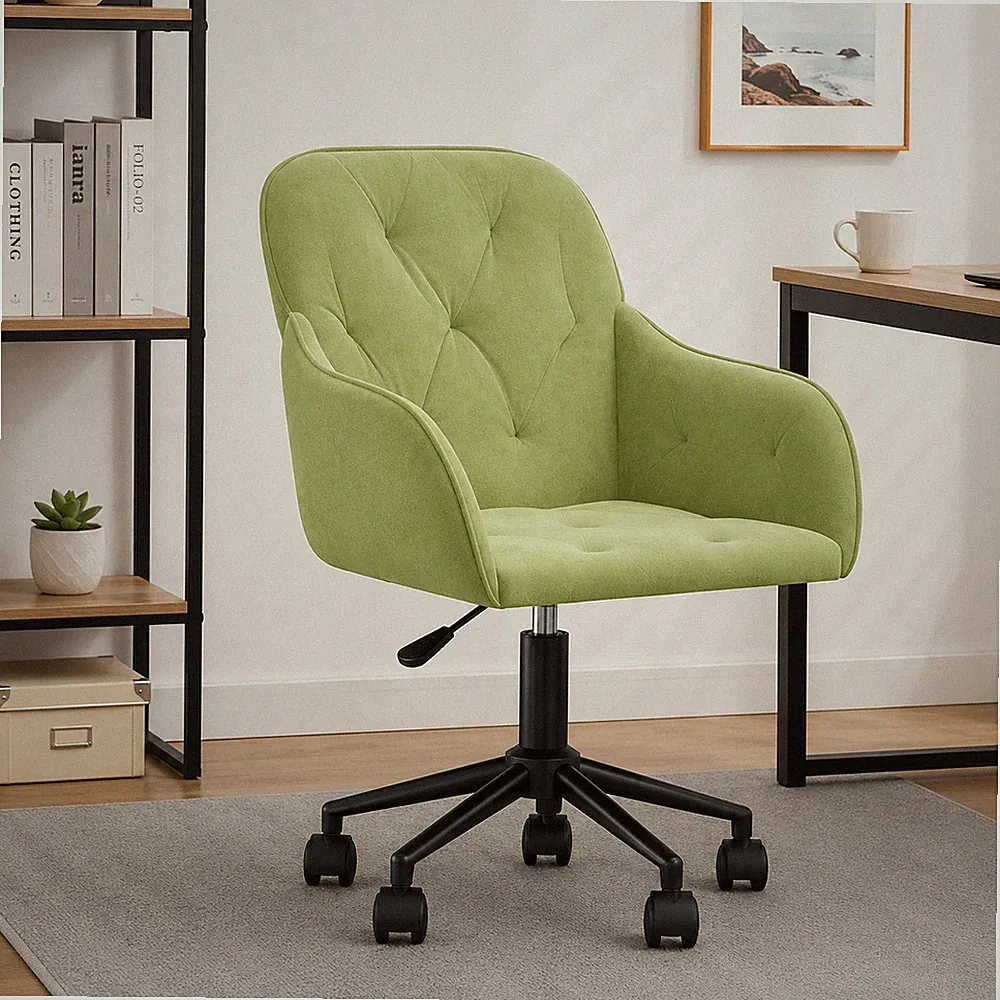Bürostuhl Samt Hellgrün Drehstuhl Schreibtischstuhl Ergonomisch Office Modern
