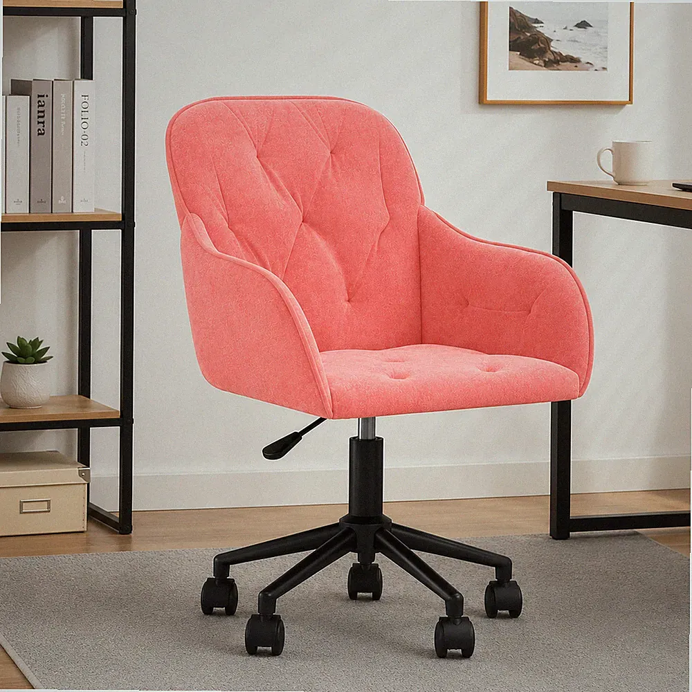 Bürostuhl Samt Rosa Drehstuhl Schreibtischstuhl Ergonomisch Office Modern