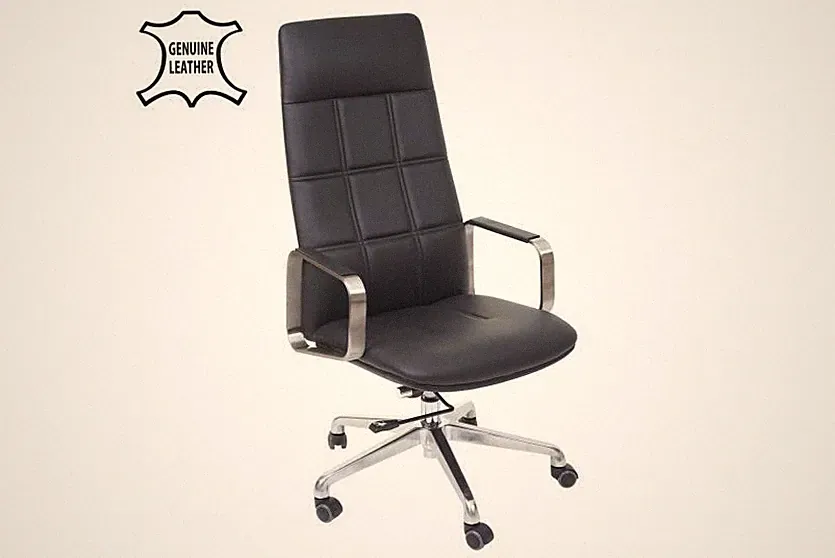 Bürostuhl Schreibtischstuhl Drehstuhl Leder + Kunstleder Edelstahl schwarz