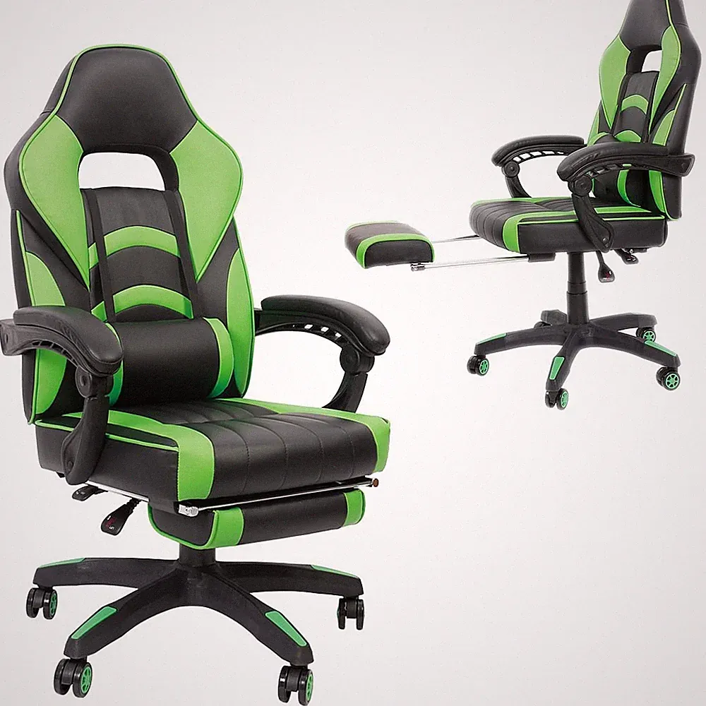 Bürostuhl Schreibtischstuhl Gaming Stuhl Chefsessel Racing Stuhl Drehstuhl Grau