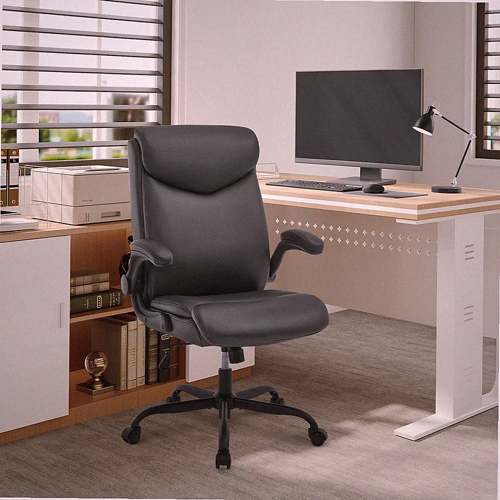 Bürostuhl Schreibtischstuhl PU+Metall Chefsessel ergonomisch Drehstuhl Schwarz