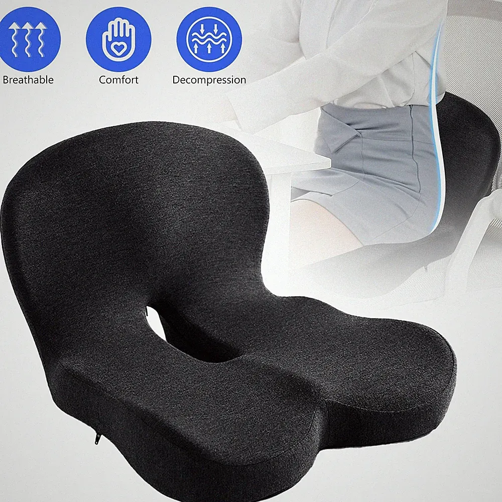 Bürostuhl Sitzkissen Ergonomisches Memory Foam Steißbeinkissen mit Rückenlehn