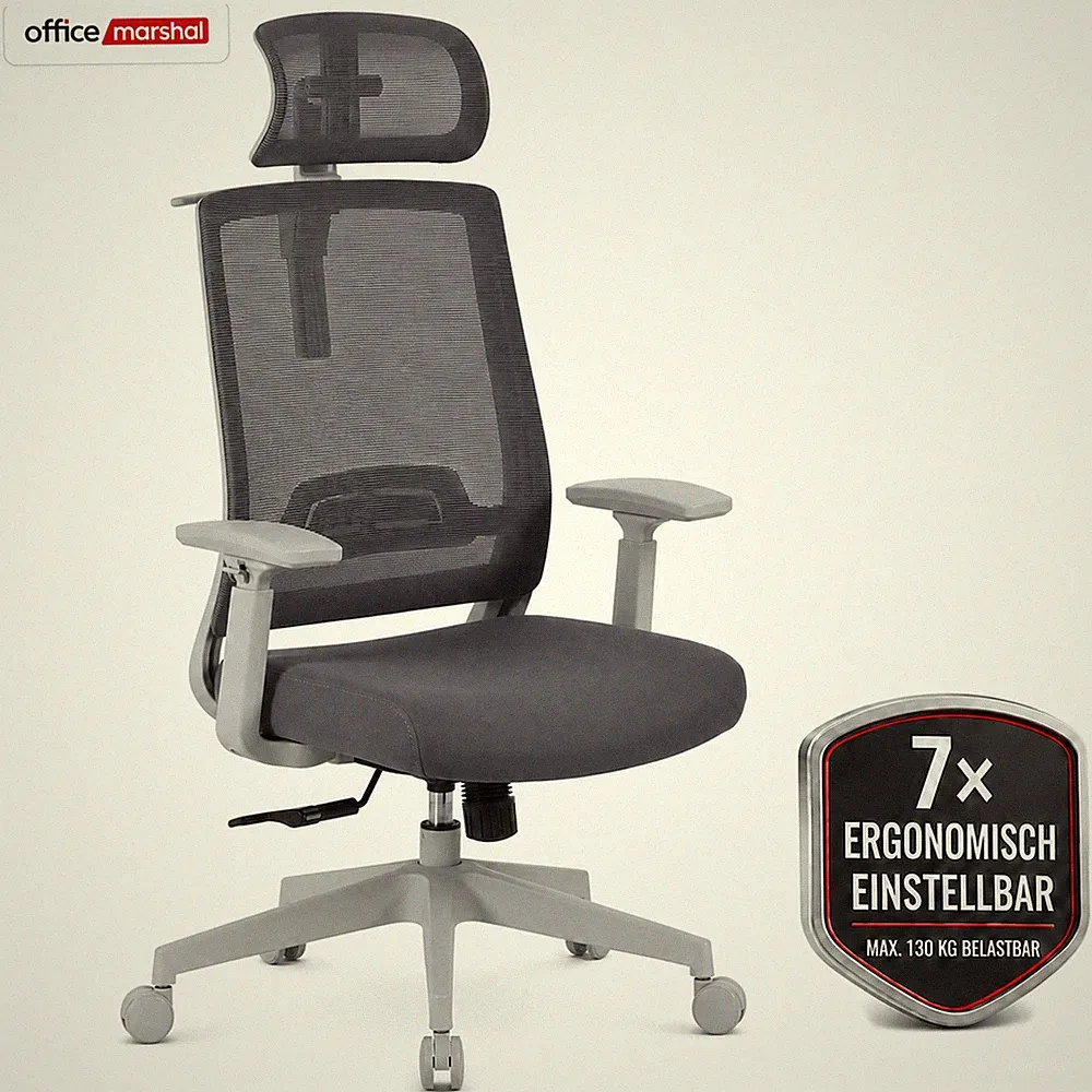 Bürostuhl Victor ergonomisch Mesh Drehstuhl Kopfstütze Lendenstütze 3D Armlehnen