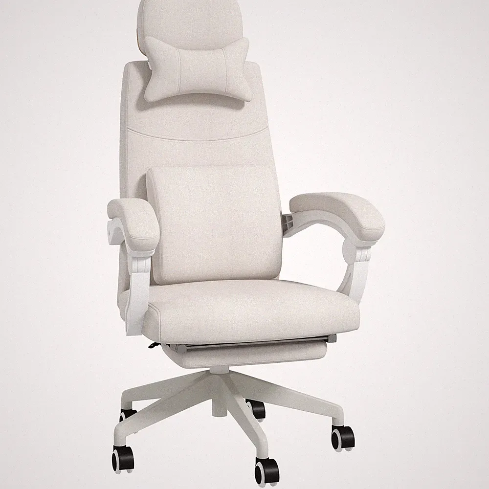 Bürostuhl weiß Polyesterschwamm Kunststoff 62x68x127cm Liege ergonomisch neigbar