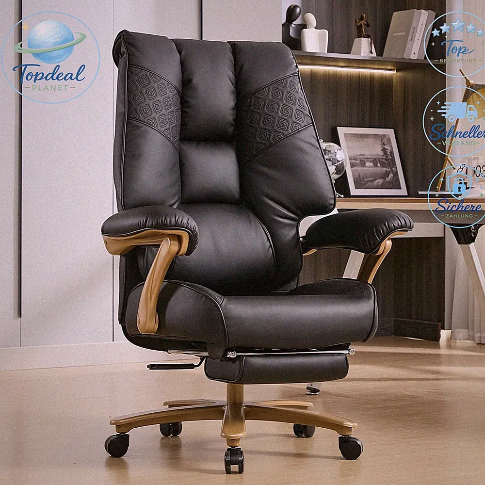 Bürostuhl XXL Ergonomisch bis 200kg Federkern Formschaum Schwarz mit Fußstütze