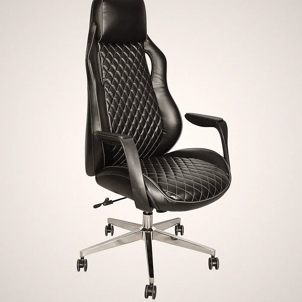 Chefsessel Gamingstuhl Schwarz Lederfaserstoff Ergonomischer Bürostuhl Rider