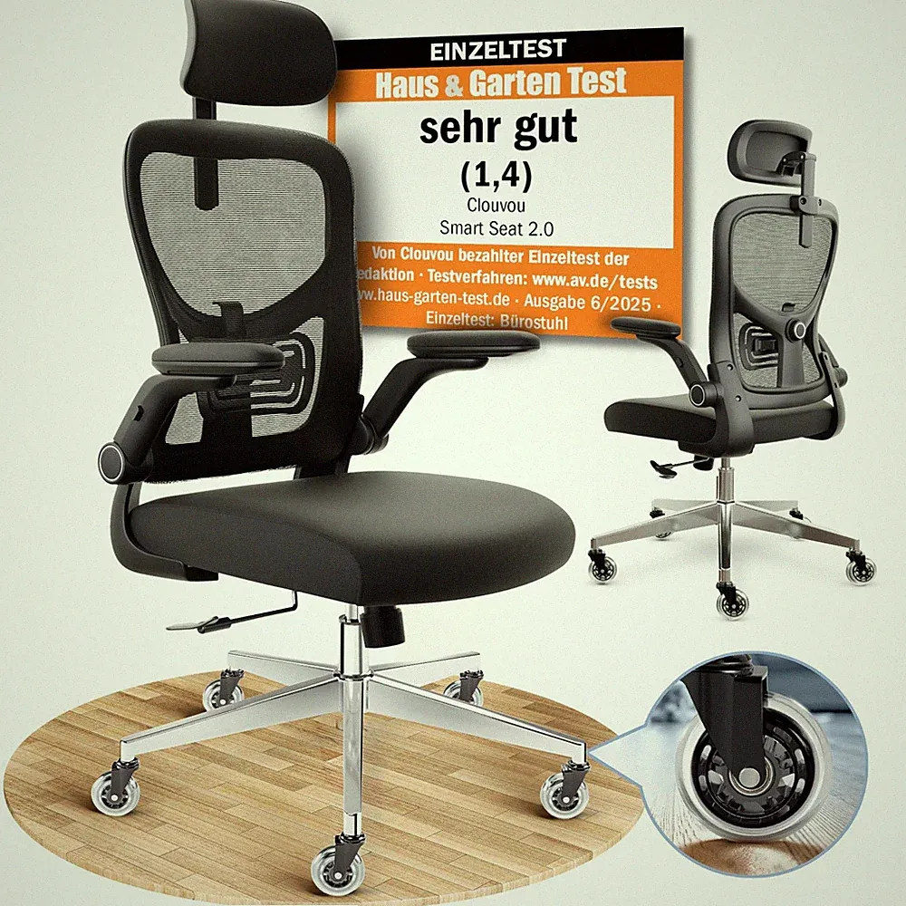 CLOUVOU Bürostuhl ergonomisch bis 150kg SmartSeat Schreibtischstuhl Home Office