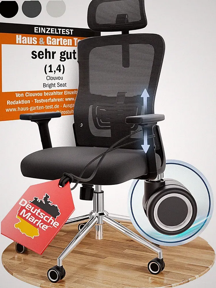 CLOUVOU Ergonomischer Bürostuhl 150 kg BrightSeat Schreibtischstuhl Home Office