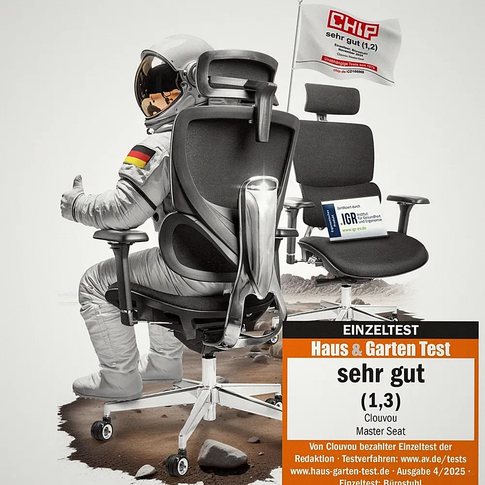 CLOUVOU ergonomischer Bürostuhl 150 kg MasterSeat Schreibtischstuhl Home Office