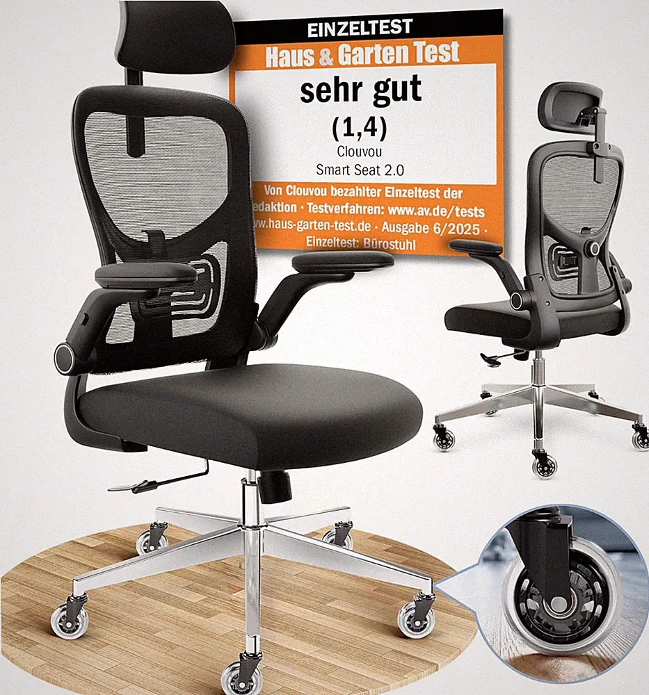 CLOUVOU Smartseat Bürostuhl Ergonomisch [TESTSIEGER] Schreibtischstuhl 100% Indi