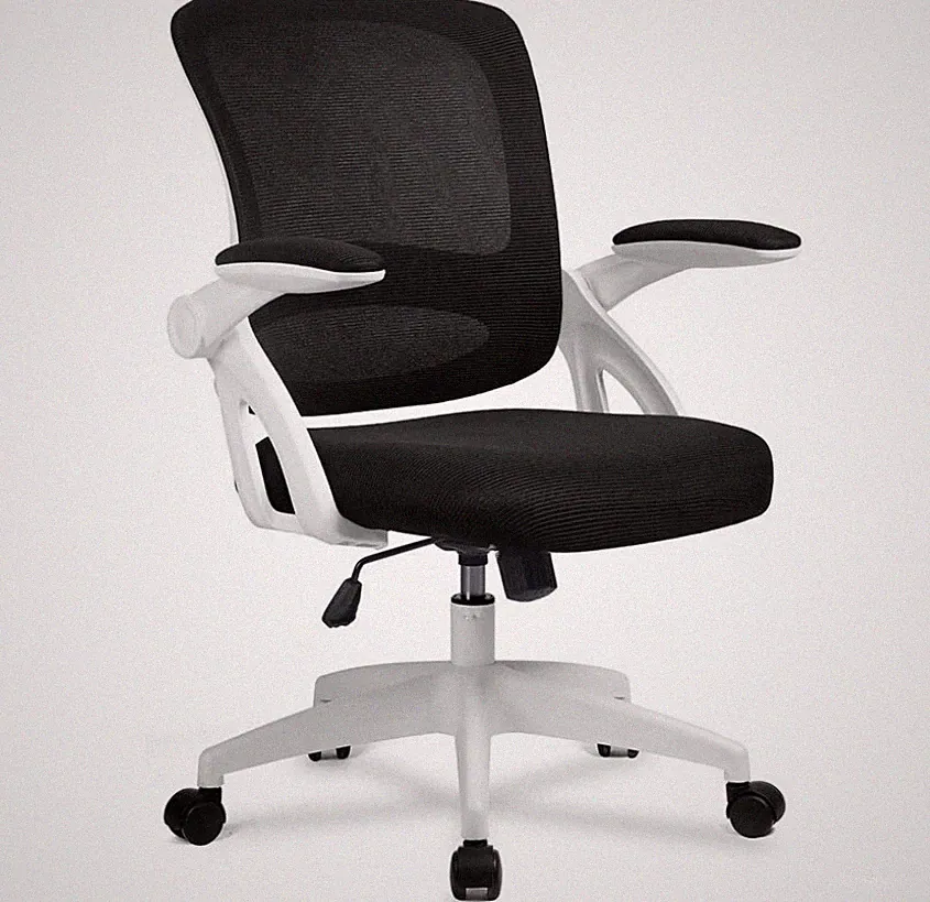 ComHoma Bürostuhl Ergonomischer Schreibtischstuhl Netzstuhl mit Klapparmlehne WEISS