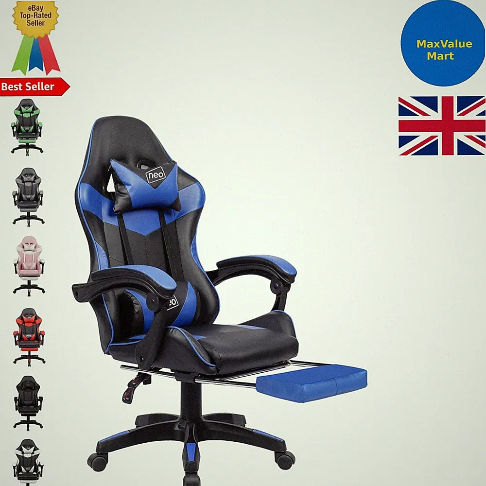 Computer Gaming Stuhl Ergonomisch Chef Büro Liege Fußstütze Massage Zuhause