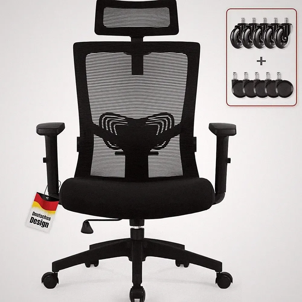 Daccormax Bürostuhl Ergonomisch mit Verstellbarer Kopfstütze und Armlehnen, bis