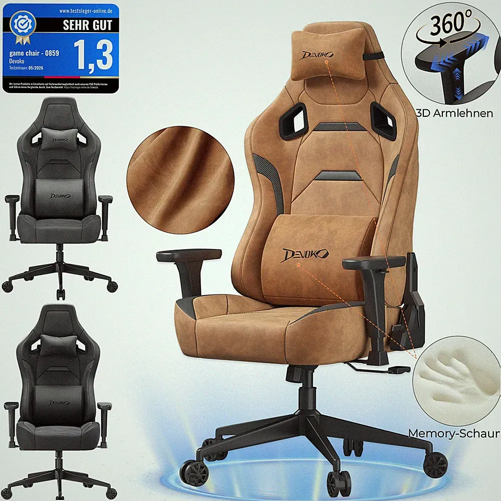 Devoko ergonomisch Gaming Stuhl Drehstuhl Chefsessel Bürostuhl 200kg GamerSessel