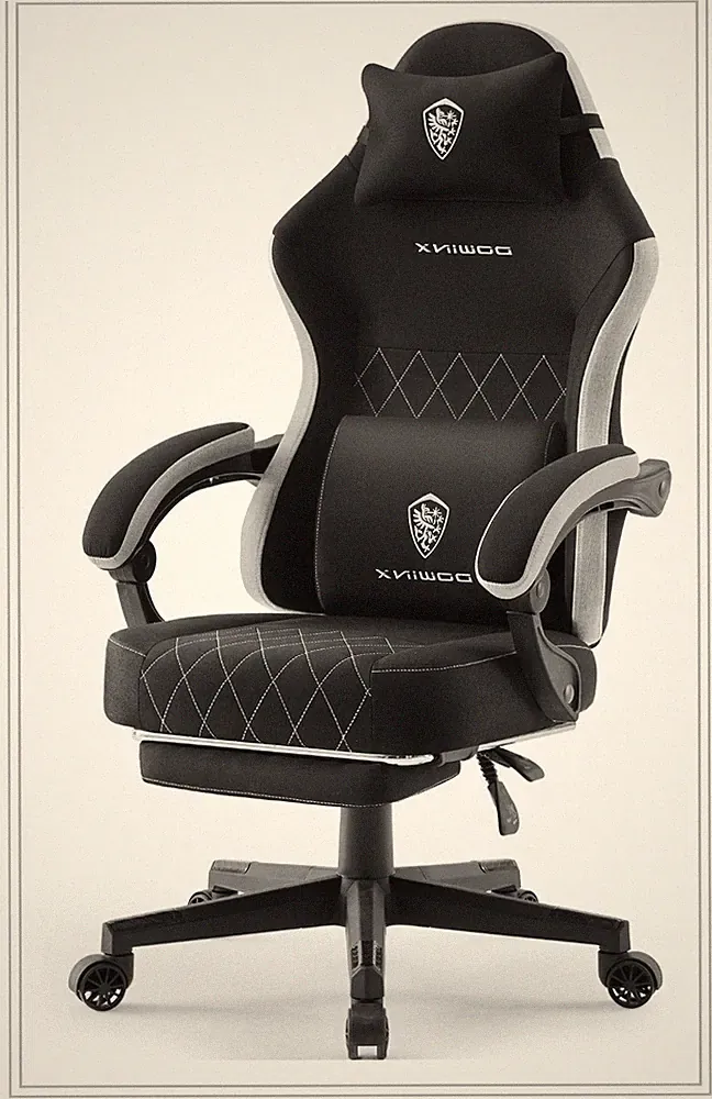 Dowinx Gaming Stuhl Bürostuhl Fußstütze Ergonomisch Lendenstütze 135kg Schwarz