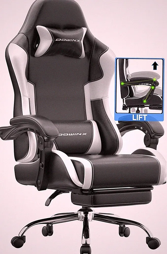 Dowinx Gaming Stuhl Bürostuhl Massage Gaming Sessel Höhenverstellbar Weiß