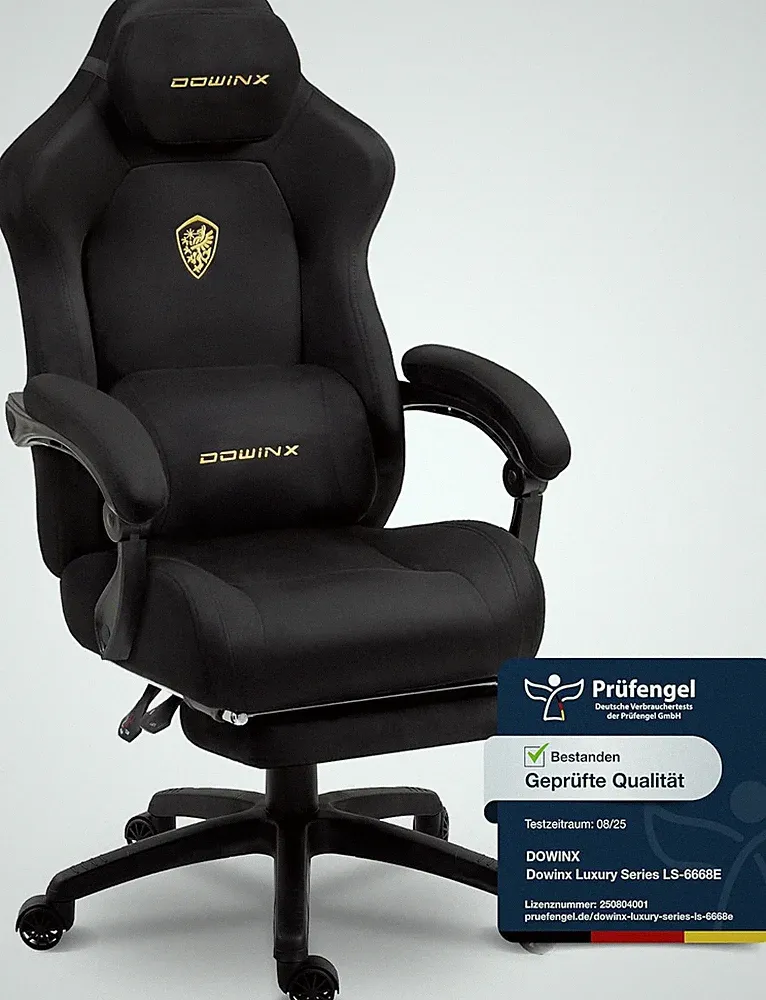 Dowinx Gaming Stuhl Ergonomisch Mit Lendenkissen, Höhenverstellbare Kopfstütze