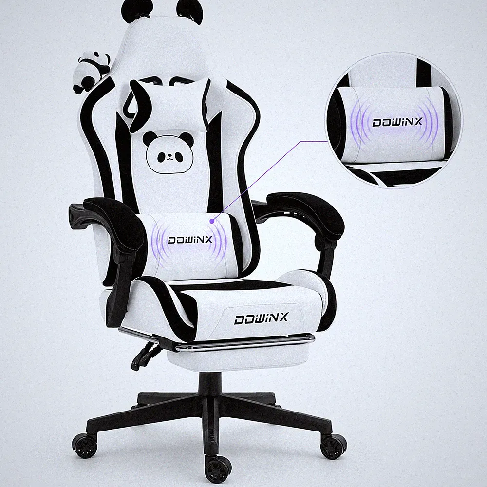 Dowinx Massage Bürostuhl Chefsessel Gaming Lehne Computerstuhl mit Fußstütze