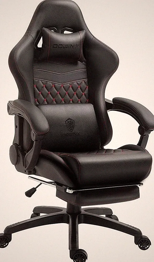 Dowinx Retro Gaming Stuhl Massageliege Bürostuhl Fußstütze Kunstleder