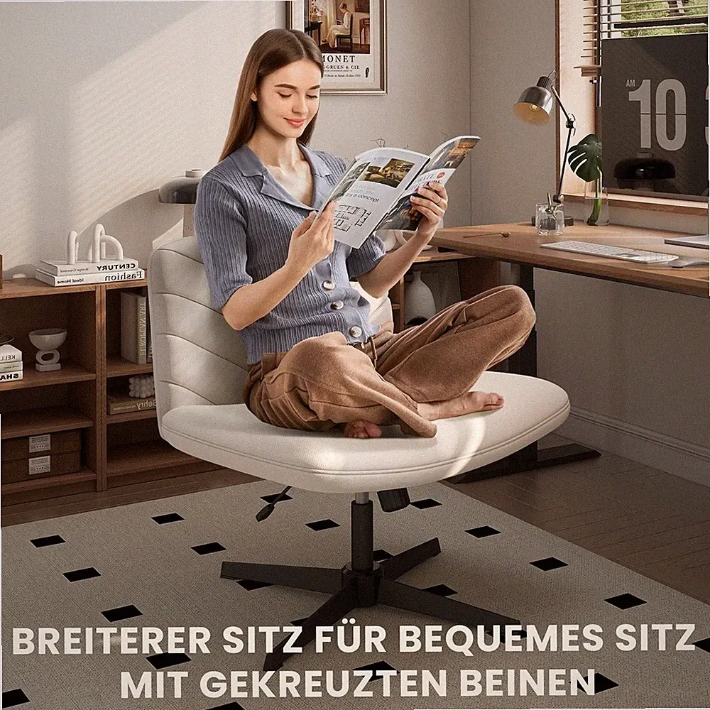Drehbarer Bürostuhl, Ergonomischer Schreibtischstuhl mit breitem Sitzkissen