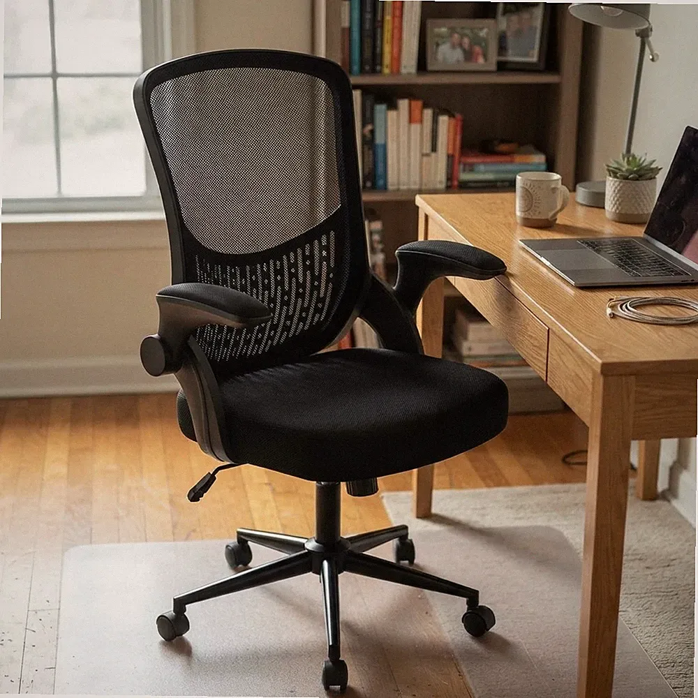 Drehbarer ergonomischer Bürostuhl mit Stauraum Rückenlehne für Home Office