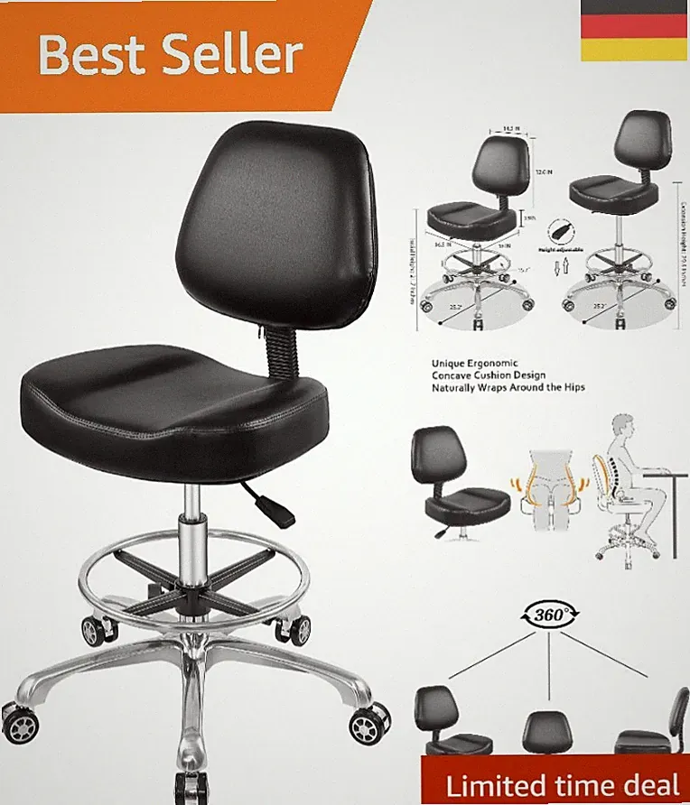 Drehstuhl in modernem Design - Ergonomisch mit Fußstütze für Studio & Büro