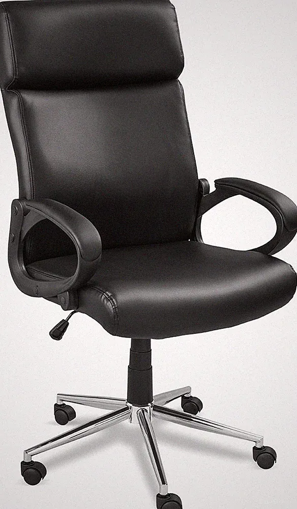 Drehstuhl Kunstlederpolsterung Bürostuhl Stuhl Ergonomisch (Schwarz) LivarnoHome