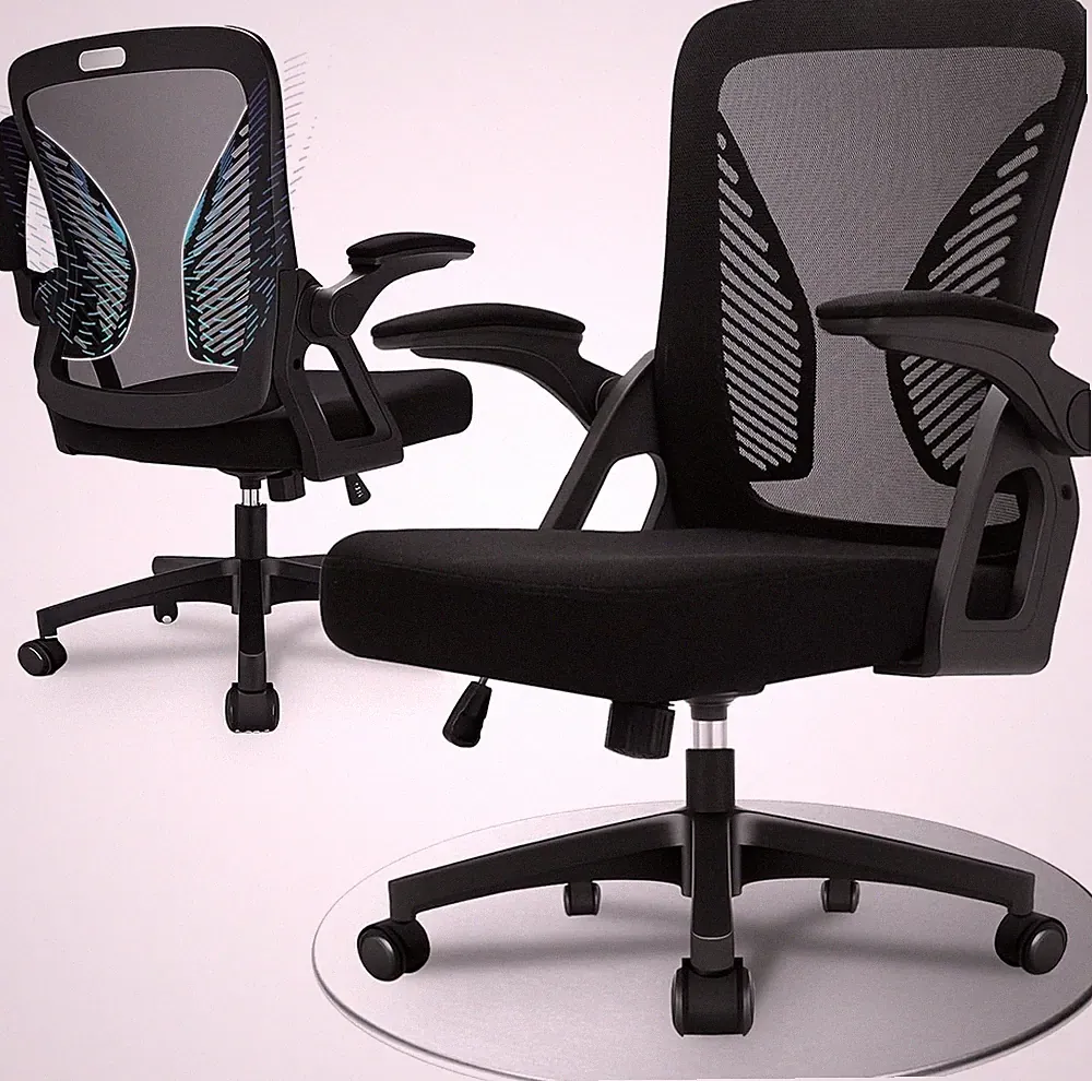 Durrafy Ergonomischer Bürostuhl Schreibtischstuhl mit 90° hochklappbaren Armlehnen Lendenwirbel
