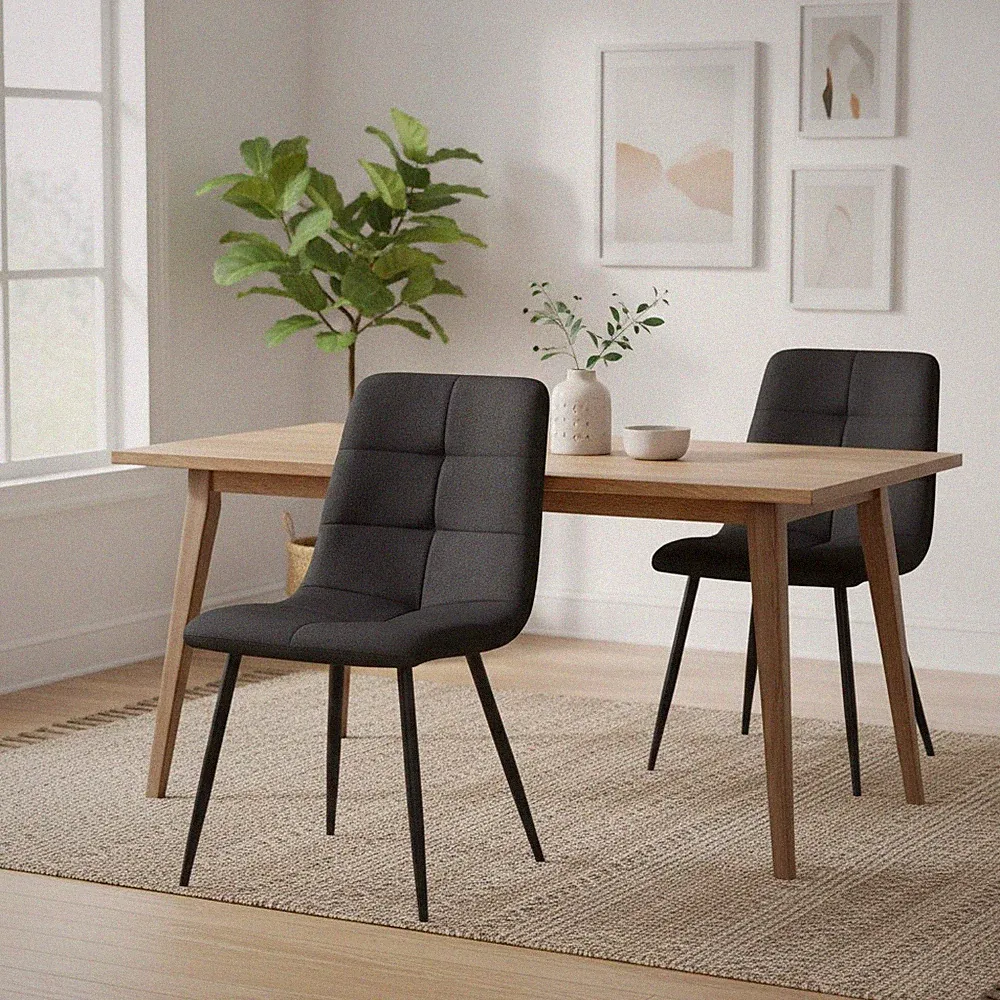 eBay Esszimmerstühle 2er Set schwarz Leinen gepolstert Küchenstühle modern stabil